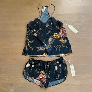 Floral Lace Trim Sleepwear short and cami set